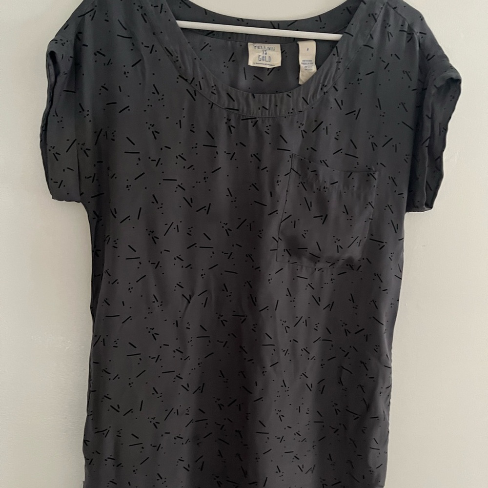 Yellow Is Gold Women's gray patterned 100% silk tshirt dress